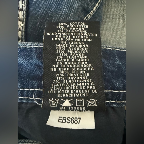 Grace In LA Women’s Western Steerhead Embroidered Flap Pckt Bootcut Jeans Sz 25 - Picture 6 of 9